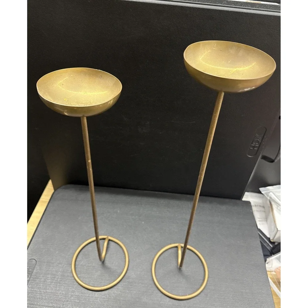 Set Of Two Vintage Mid Century Swedish Brass Candle Holders